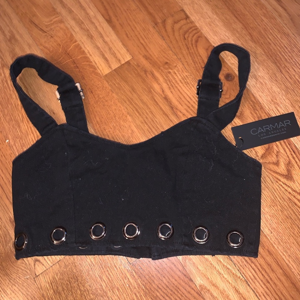 CARMAR Black Denim Top
